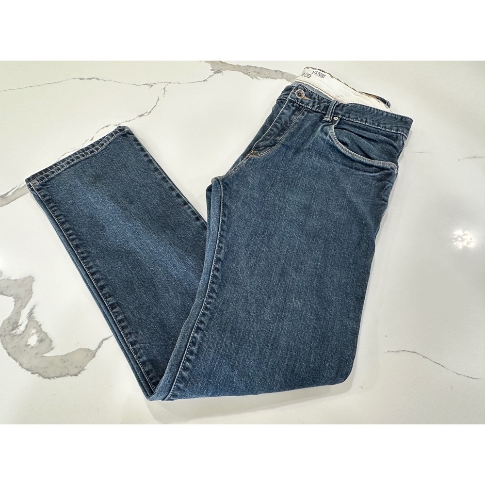 Vans Off The Wall‎ Mens Straight Leg Denim Jeans Dark Wash Blue 32x32